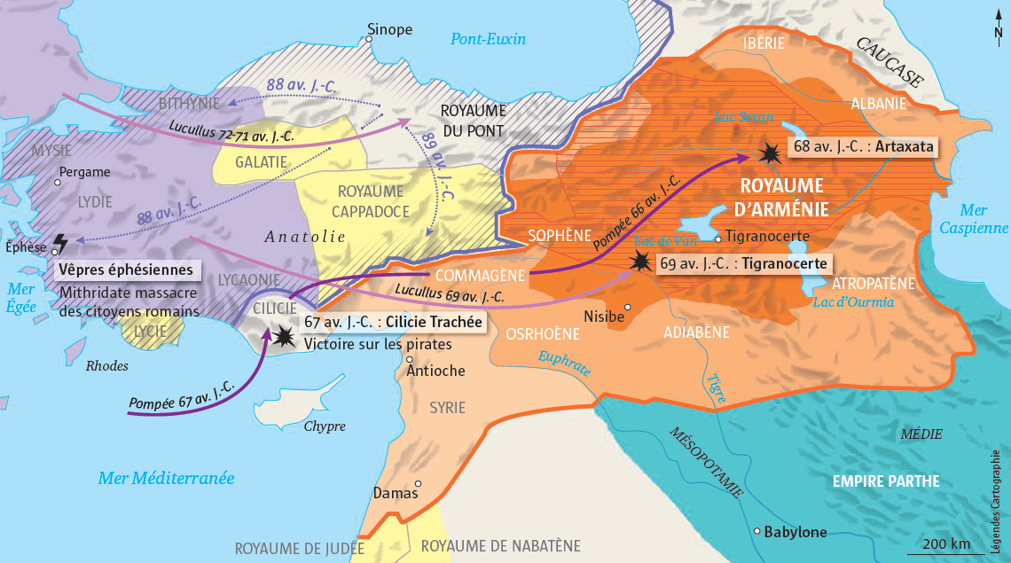 Տիգրան Մեծի օրոք Հայկական կայսրության քարտեզ